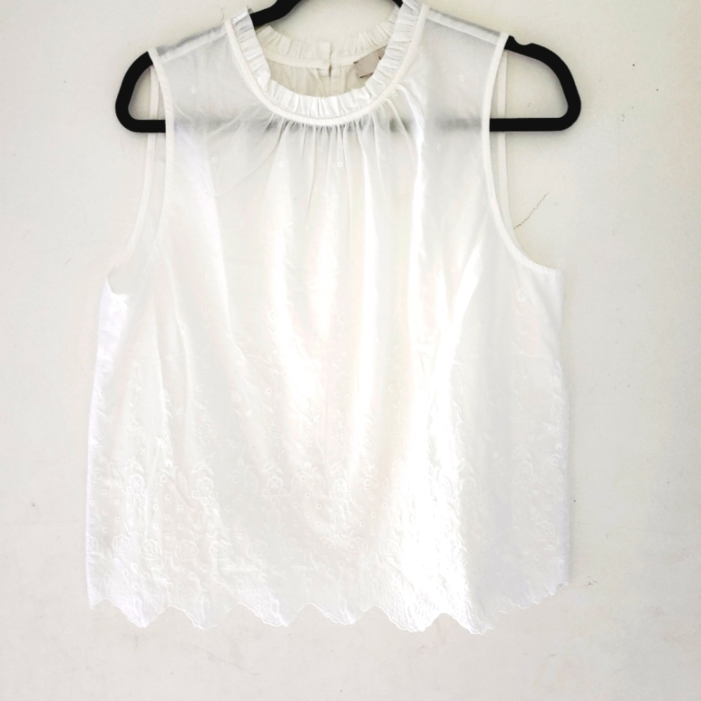 Nwt Loft Sleeveless Sheer White Top